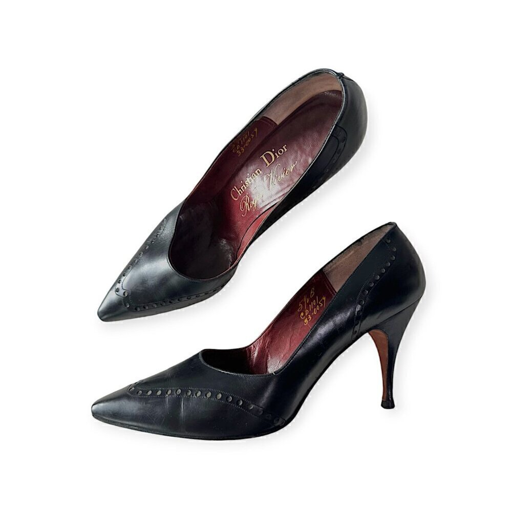 Vintage Christian Dior Roger Vivier Black pumps with perfs. 5.5B,